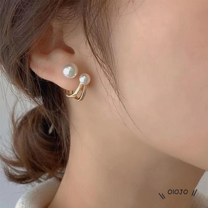 Anting Stud Jarum Mutiara Bahan S925 Silver Gaya Korea Untuk Wanita ol2