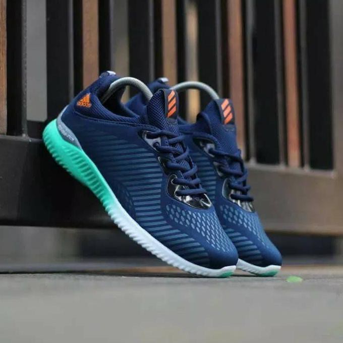 promo sepatu adidas alphabounce running / pria biru casual olahraga gym terbaru