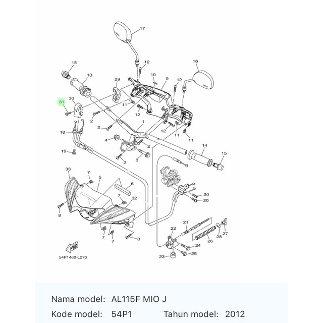 Baut Rumah Gas Mio J, Mio Gt, Aerox 98502-05025