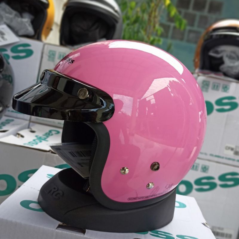 HELM CARGLOSS RETRO PINK MILKSHAKE ORIGINAL HELM RETRO CARGLOSS PINK HELM VESPA CEWE HELM BOGO PINK