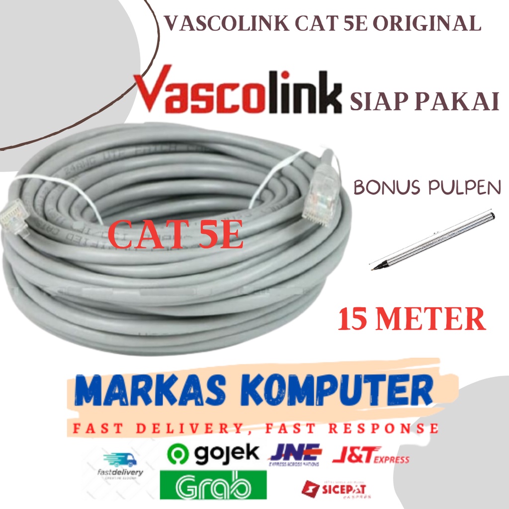 Kabel LAN 15M UTP RJ45 Cat5E ORIGINAL VASCOLINK 15 Meter CAT5e