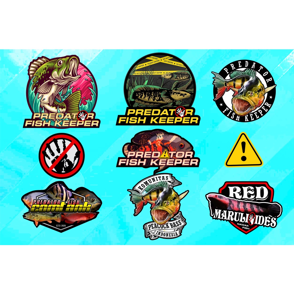 

stiker mini awas iwak galak/channa/hiasan akuarium