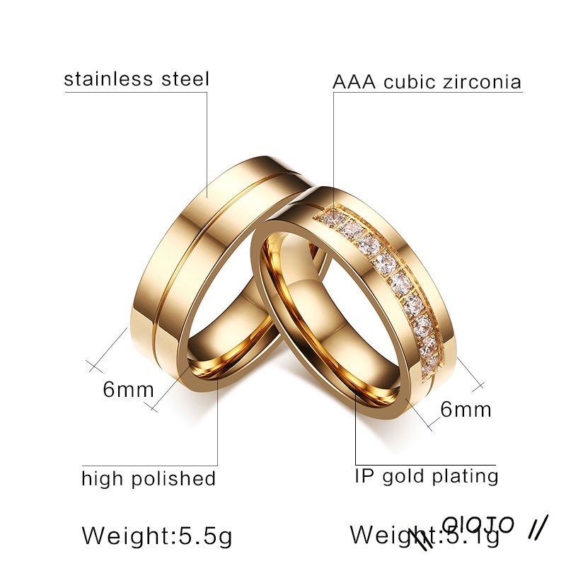 Satu Cincin Pertunangan Cincin Kawin Fashion Korea Untuk Pria Dan Wanita - ol