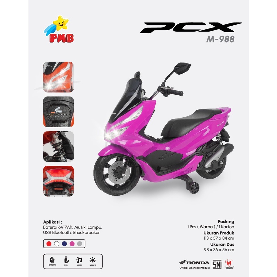 Motor Motoran anak  Listrik Aki Anak Honda PCX M-988 PMB M988 Motor Listrik Mainan Anak laki perempuan hadiah