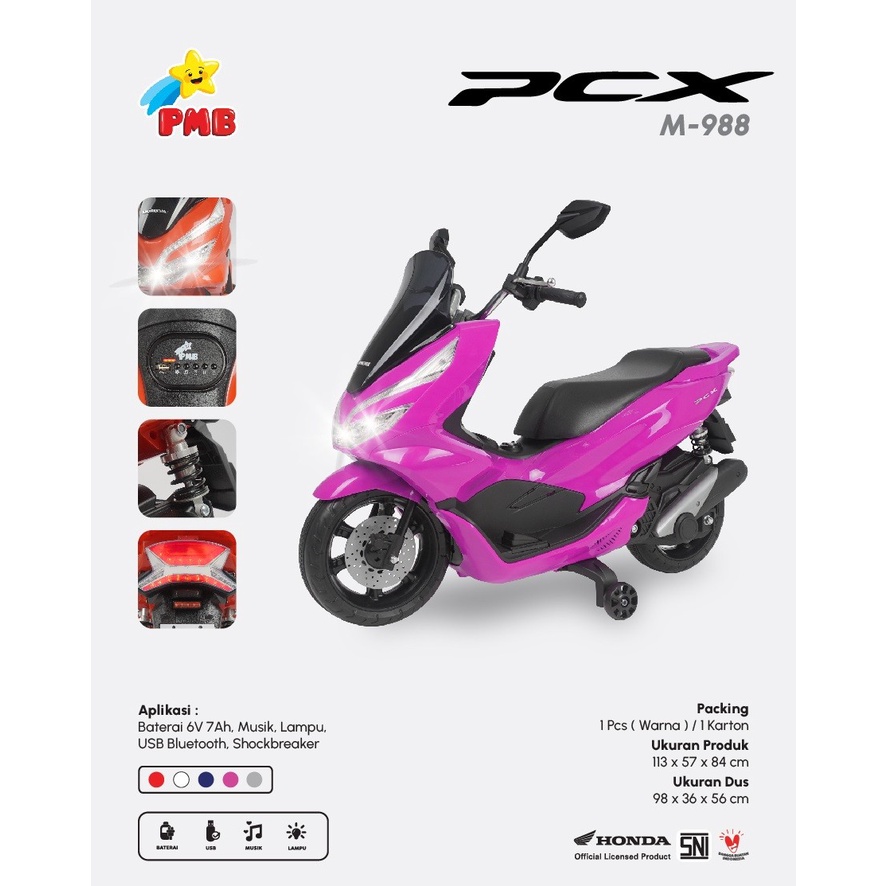 Motor Motoran Anak Listrik Aki Anak Honda Pcx M-988 Pmb M988 Motor Listrik Mainan Anak Laki