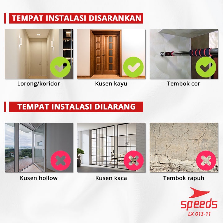 SPEEDS Pull Up Bar Push Up Bar Alat Olahraga Fitness Door Chinning Bar Pull Up Iron Gym 013-11-2