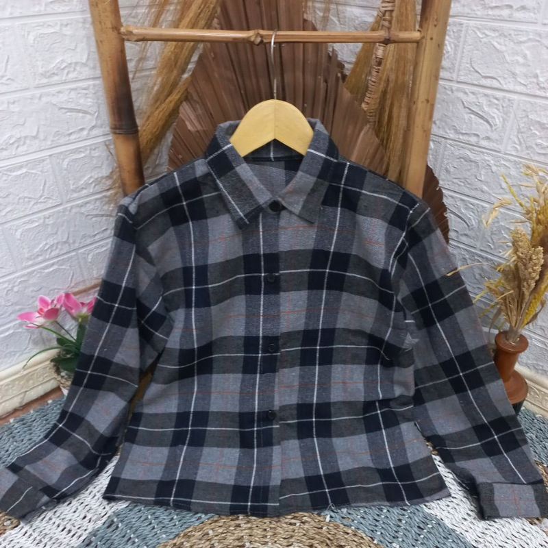 KEMEJA FLANEL IMPORT TOPCROP//ATASAN WANITA FLANEL IMPORT