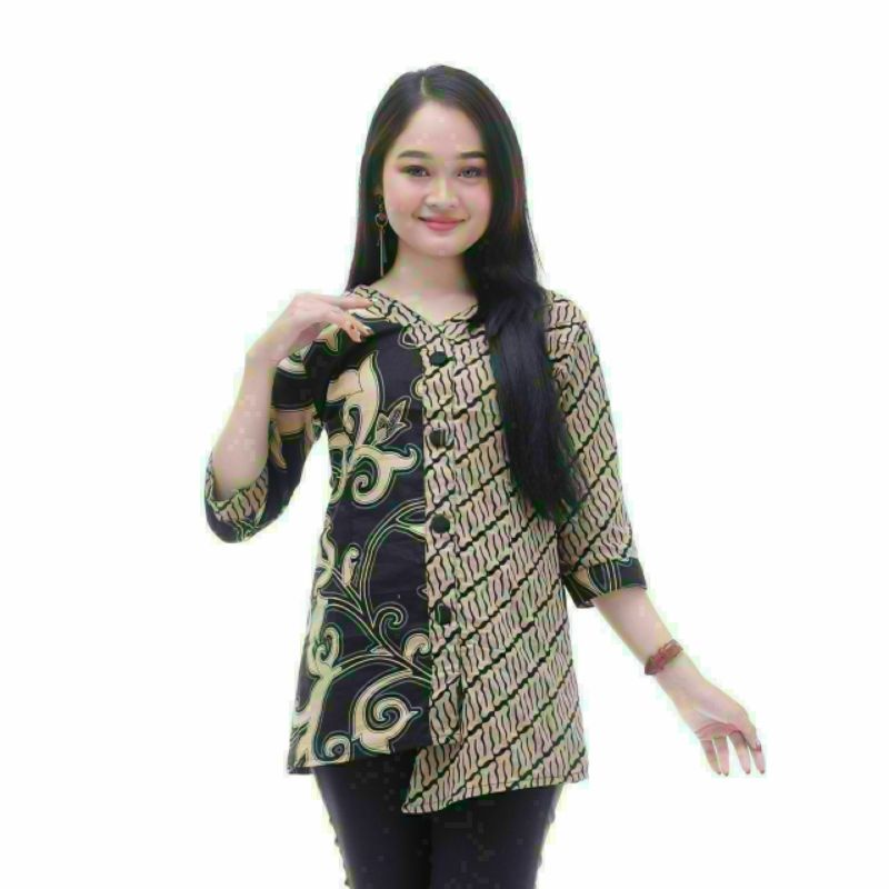 tey-17 Batik Wanita ASJ SA HRB026 Kenogo Kemeja Tosca Pendek Atasan Wanita-model 9