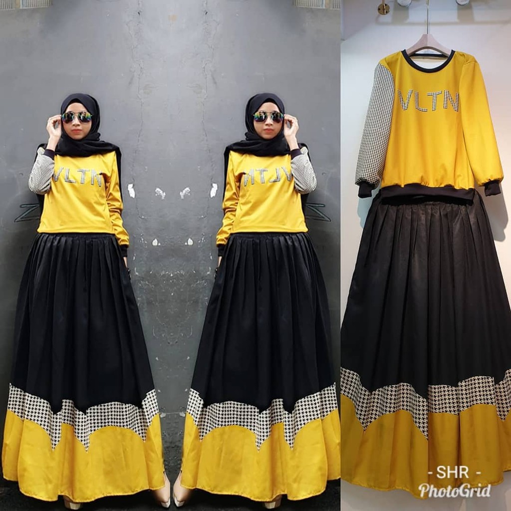 Set VLTN Kuning Atasan Kaos dan Rok