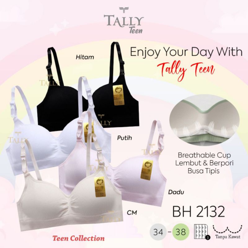 TALLY BRA BH ABG REMAJA DEWASA 2132 | CUP A | KAIT 3 | TANPA KAWAT | BAHAN RAJUT | SIZE 34 - 38