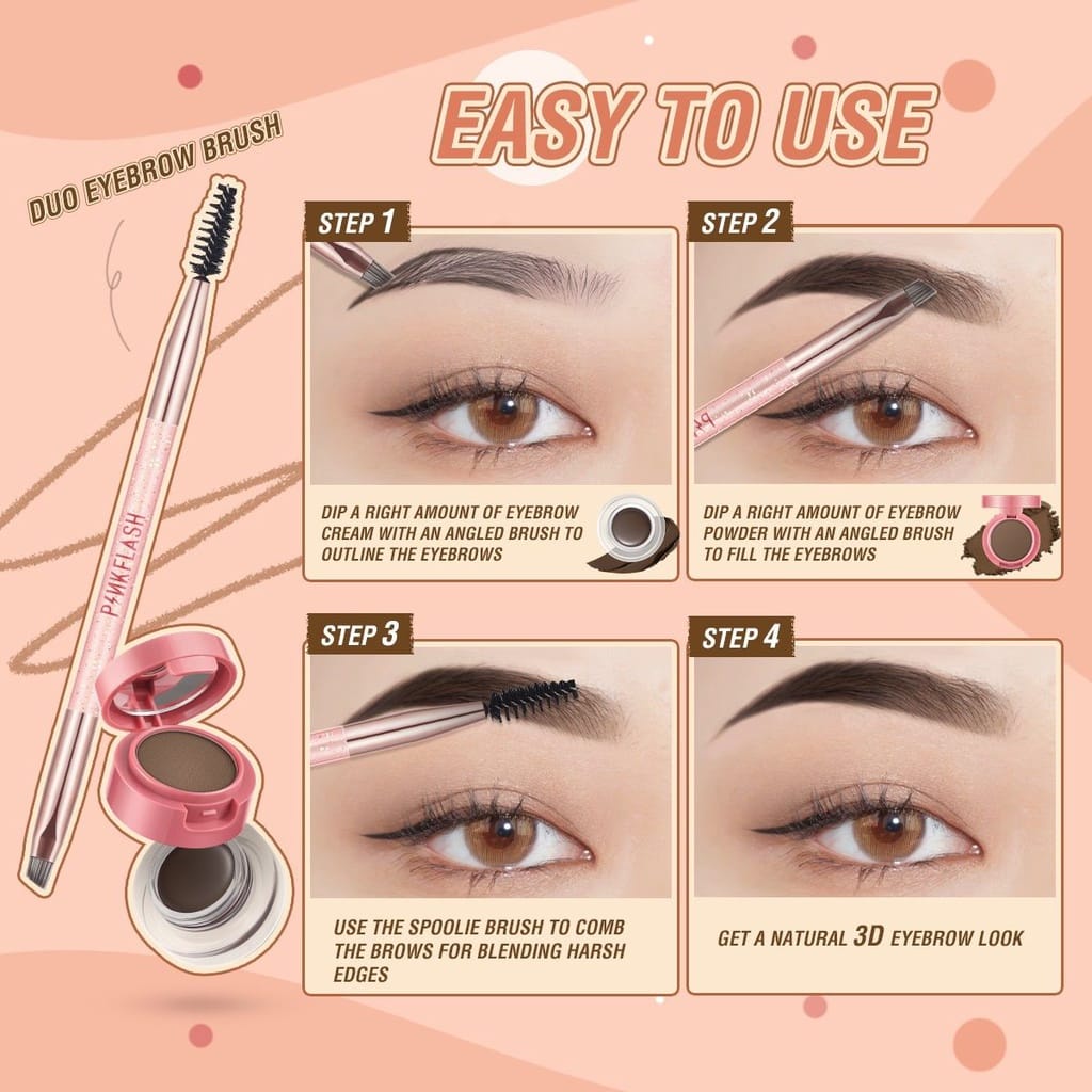 PINKFLASH DUO EFFECT EYEBROW KIT I DARK BROWN GREY