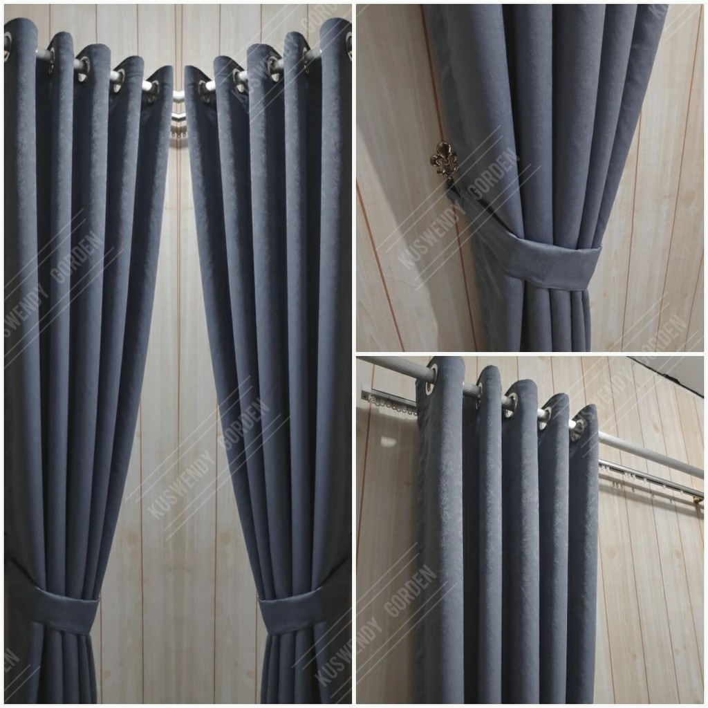 Gorden Polos Embos 100 x 225 cm Tinggi 2.25 meter Hordeng Jendela Pintu Tirai Minimalis