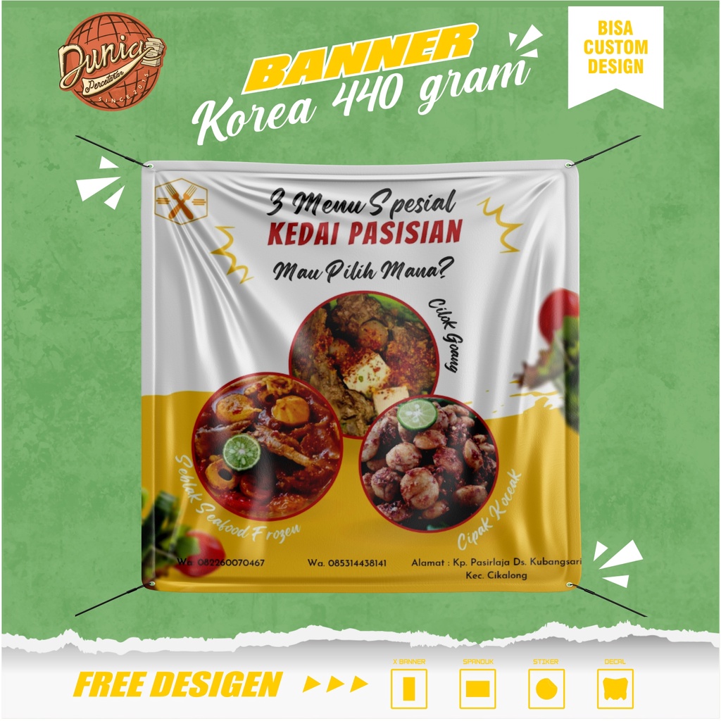 CETAK BANNER BALIHO UKURAN BESAR CUSTOM FREE DESIGN KOREA 440 gram