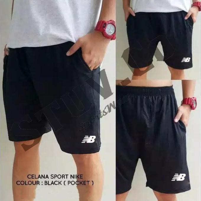 Celana Bola Fitness Futsal Sepakbola Running Pocket Saku Nb - Hitam, Celana Saku Nb