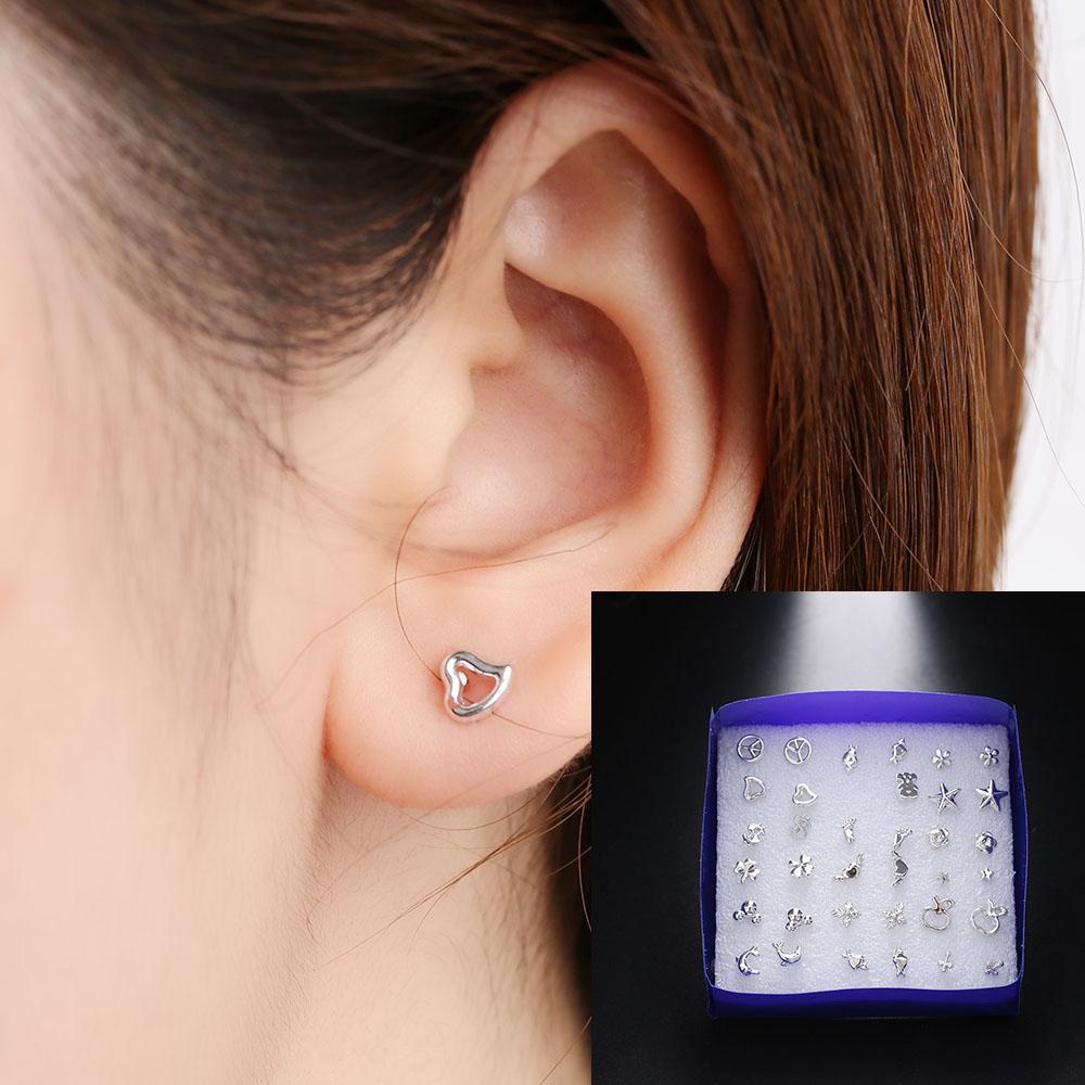 Lily 18pasang Anting Lucu Fashion Perempuan Berlapis Perak