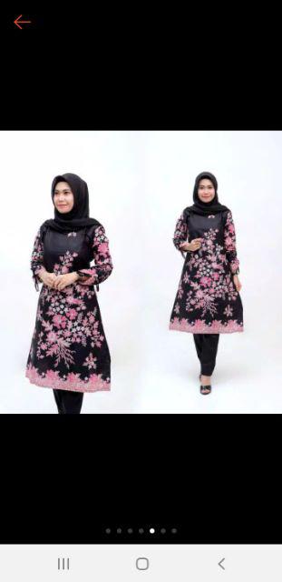 Atasan Tunik Batik Bayar Cod Lengan Serut 021 Risna Batik Hrb026 Batik Murah Seno Sogan Bakung Padi