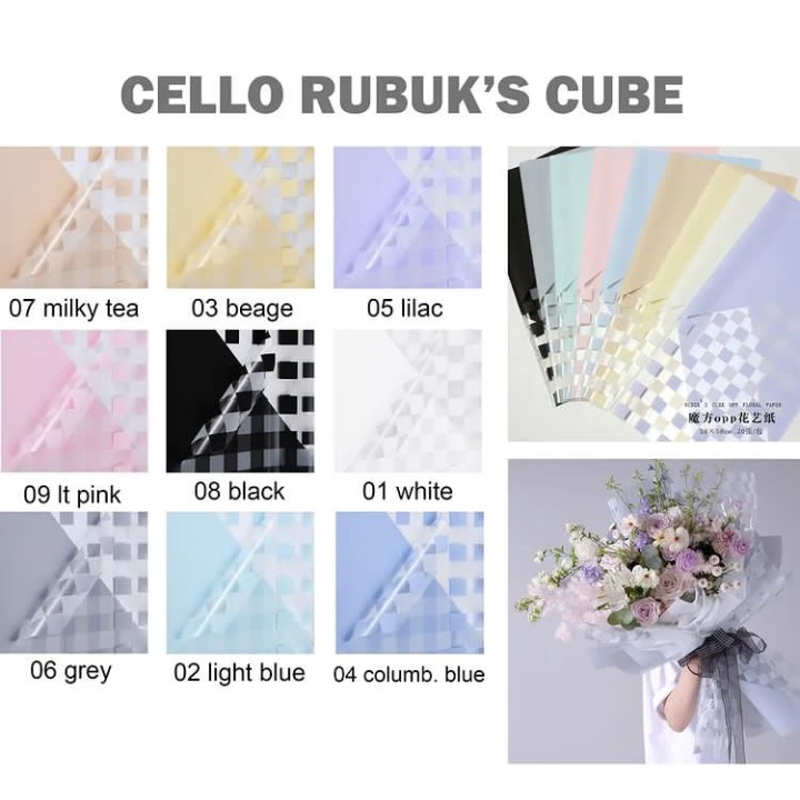 

(1 pack/20 lembar) Kertas buket, Cellophane Rubik's cube, buket bunga