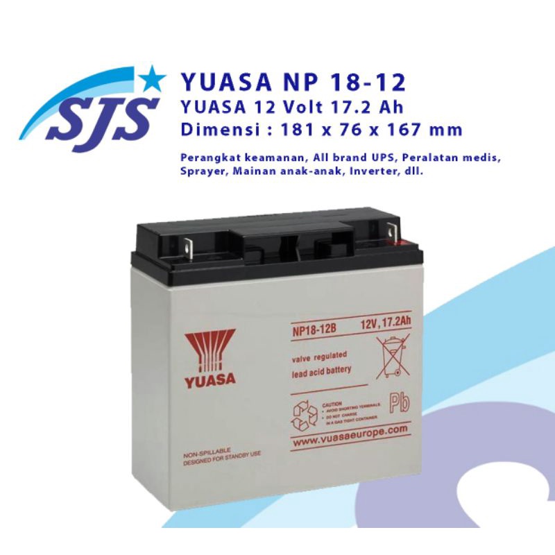 Battery Vrla Yuasa 12v 17.2ah Np18-12B
