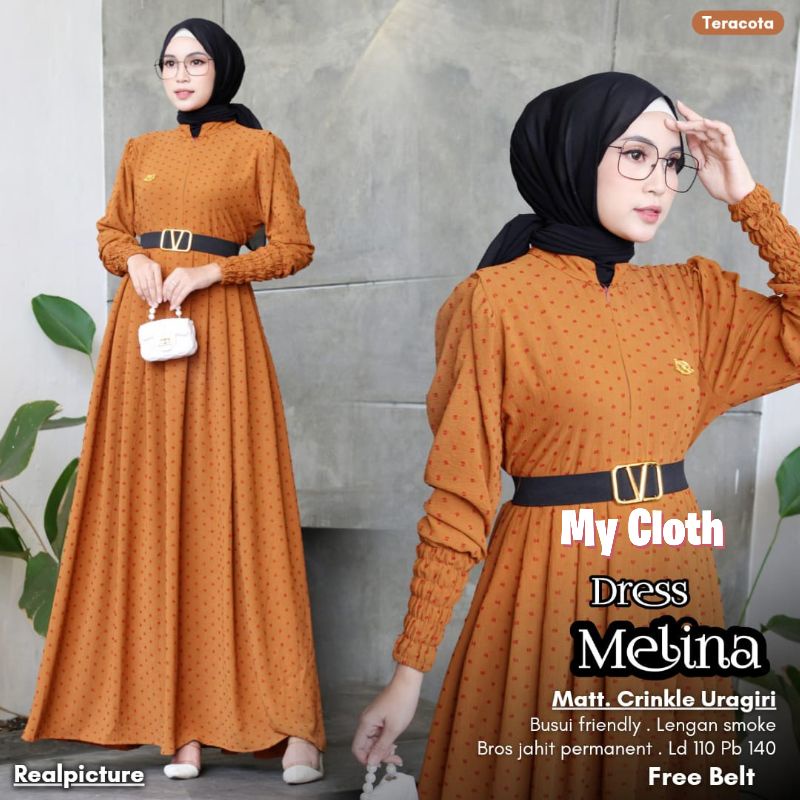 MELINA DRESS CRINCLE URAGIRI GAMIS CRINCLE GAMIS BUSUI