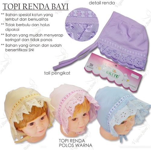 Topi Bayi Renda Ikat/Topi Bayi Perempuan Renda Okiyo/Topi Marsha Model Kupluk Renda Newborn-Vegasus Store(COD)