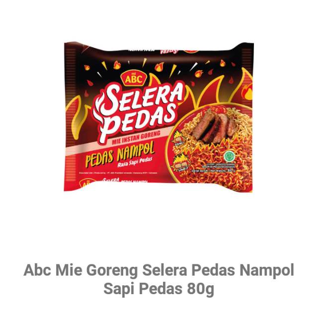 

[ISI 5PC] Mie ABC Selera Pedas Nampol Sapi Pedas 5x80g barcode 8992388132324