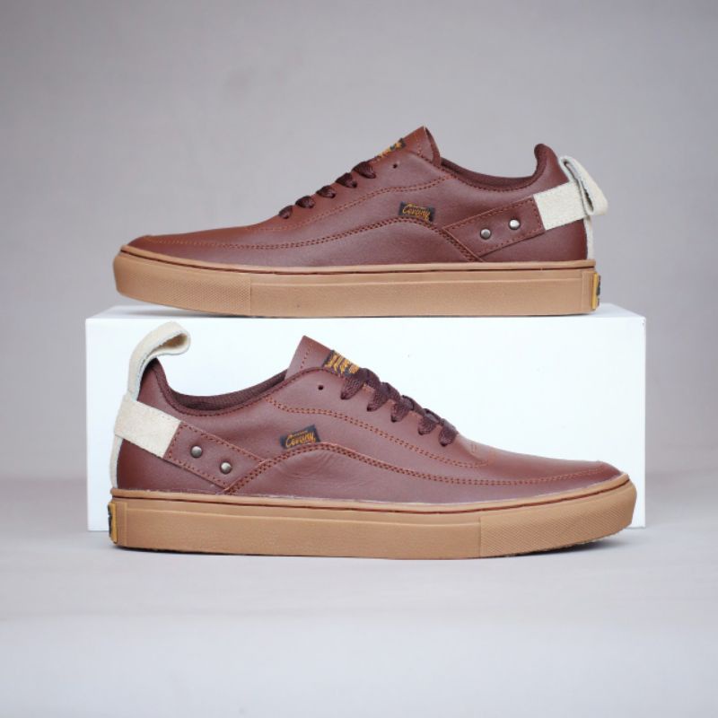 WOLF x CYRE| TERBARU !!! 100% KULIT ASLI SNEAKERS PRIA KASUAL SPORTY CEVANY DANTE COKLAT ORIGINAL a