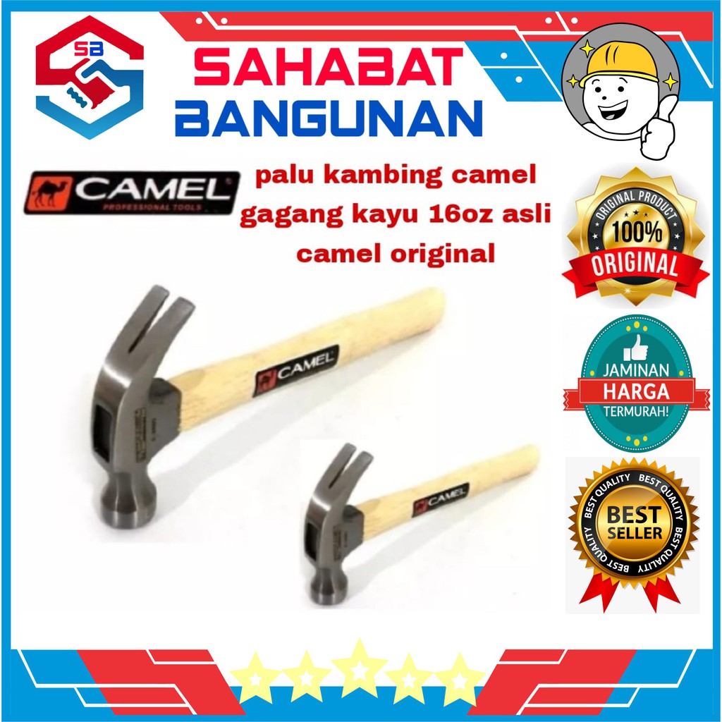 PALU KAMBING GAGANG KAYU CAMEL ASLI 16 OZ - PALU KAMBING GAGANG KAYU 16 OZ - MARTIL CLAW HAMMER