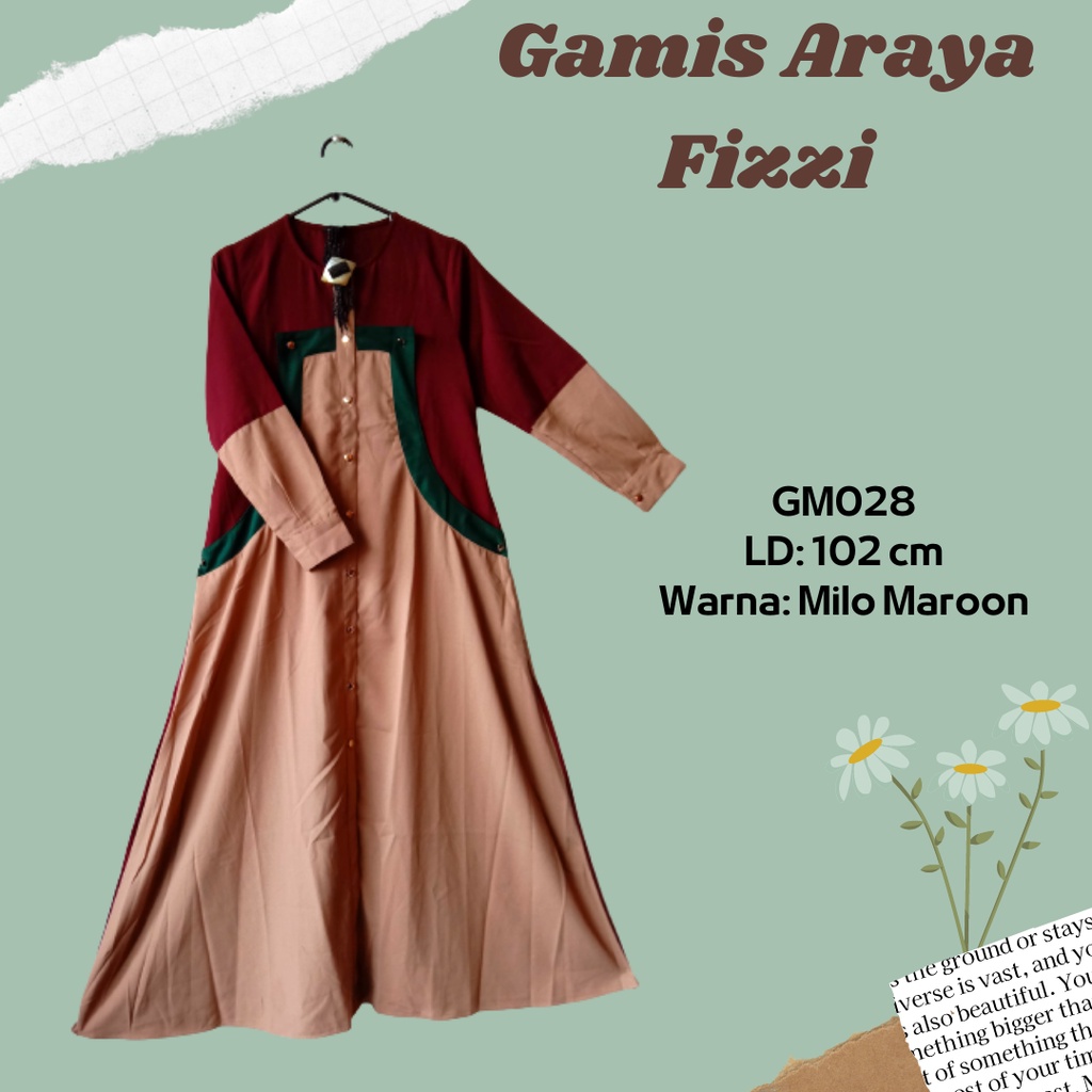 MODEL BARU Baju Gamis Wanita Terbaru 2023, Bahan Adem, Warna Kombinasi Milo Dan Maroon