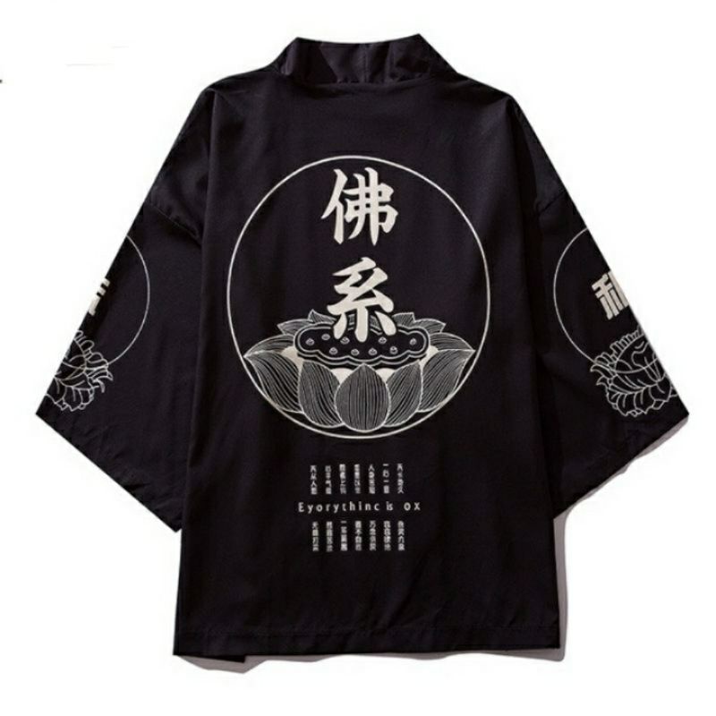 BAJU Baju KIMONO Jepang Japanese style cardigan Japanese motif kanji Jepang Pria wanita dewasa termu