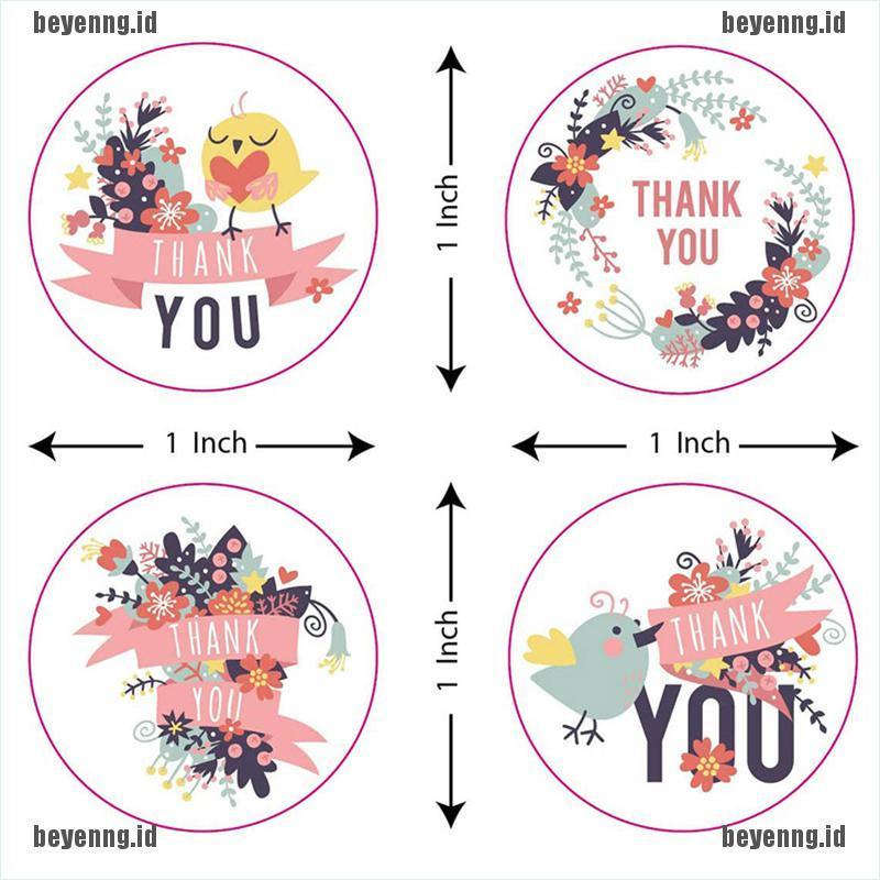 Bey 500pcs Stiker Label Segel Amplop Desain Hewan Bunga Pink Lucu Tulisan Thank You