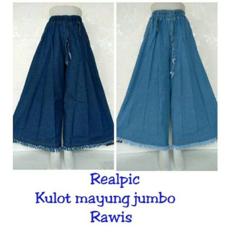 COD KULOT JEANS RAWIS MURAH JUMBO WANITA PINGGANG KARET HIGHWAIST JEANS TEBAL MURAH