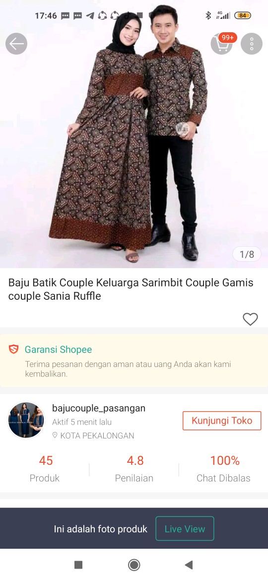 Baju Batik Couple Keluarga Sarimbit Couple Gamis Couple Sania Ruffle