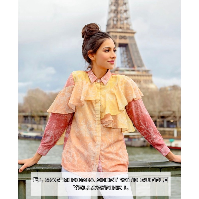 EL MAR MINORCA SHIRT WITH RUFFLE YELLOW/PINK by BENANG JARUM