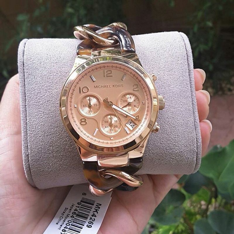 Jam Tangan Wanita Michael Kors Mk-4269 Chronograph Stopwatch Rose Gold Stainless Steel Original Asli