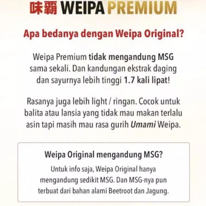 

SALE WEIPA PREMIUM NON MSG 250GR ORIGINAL JAPAN (FREE KNORR BANGKOK) BUMBU & BAHAN MASAKAN MAKANAN &