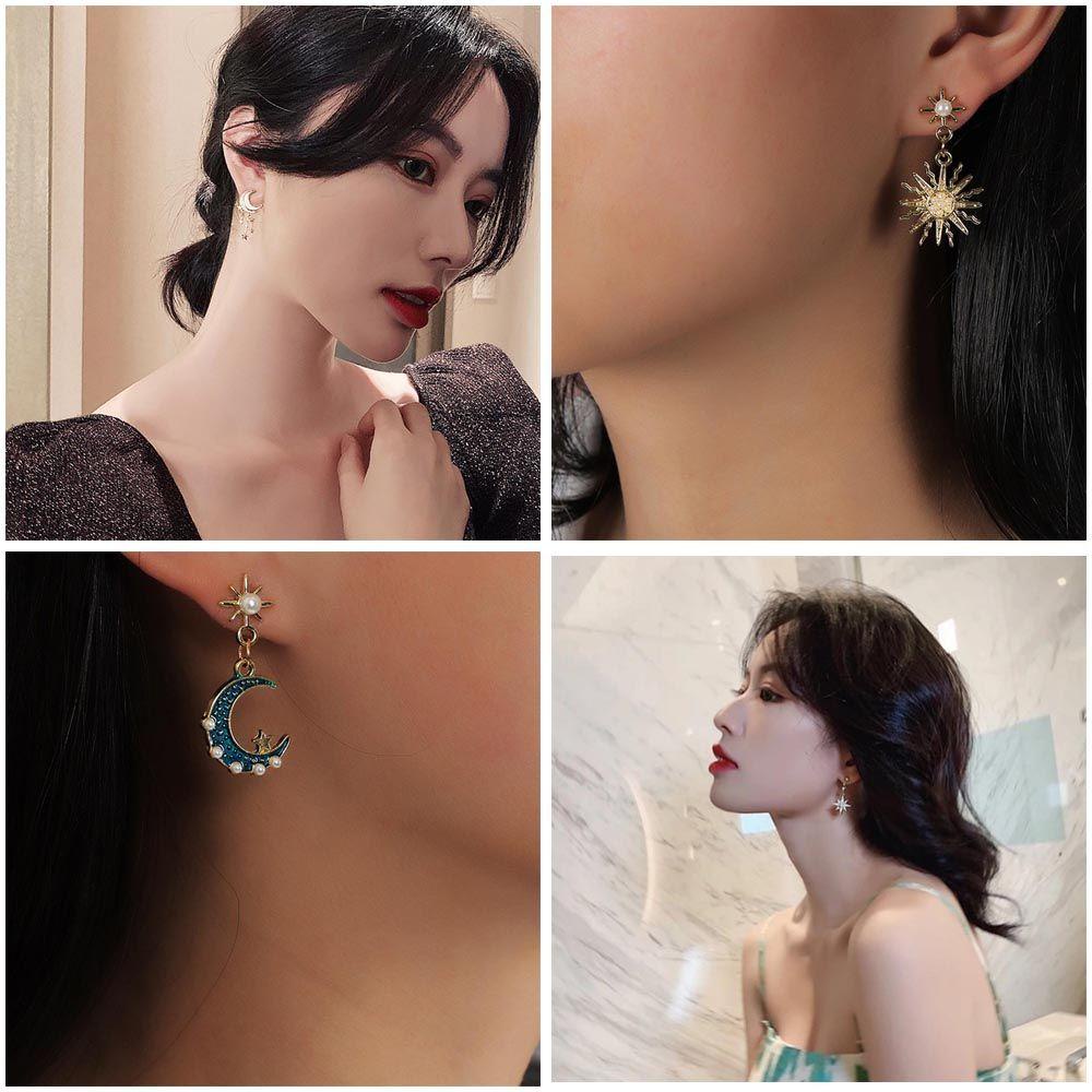 Preva Stud Earrings Ins Style Bintang Mewah S925 Anting Menjuntai Jarum