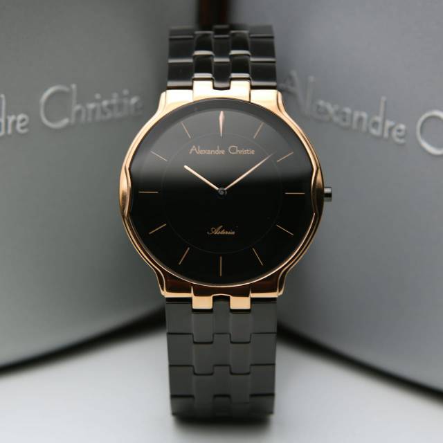 JAM TANGAN PRIA ALEXANDRE CHRISTIE AC 8616 ROSEGOLD BLACK ORIGINAL GARANSI RESMI 1 TAHUN