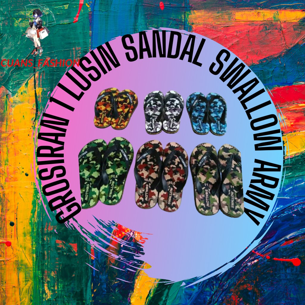 Swallow Grosiran 1 Lusin sandal jepit swallow army, sandal jepit murah, sandal jepit keren, sandal j