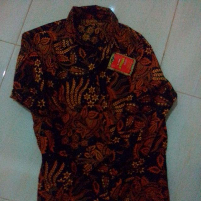 Hem Sogan Lengan Panjang Seragam Kemeja Batik Pria Padi Jokowi Solo Garuda Vintage Motif  Classic