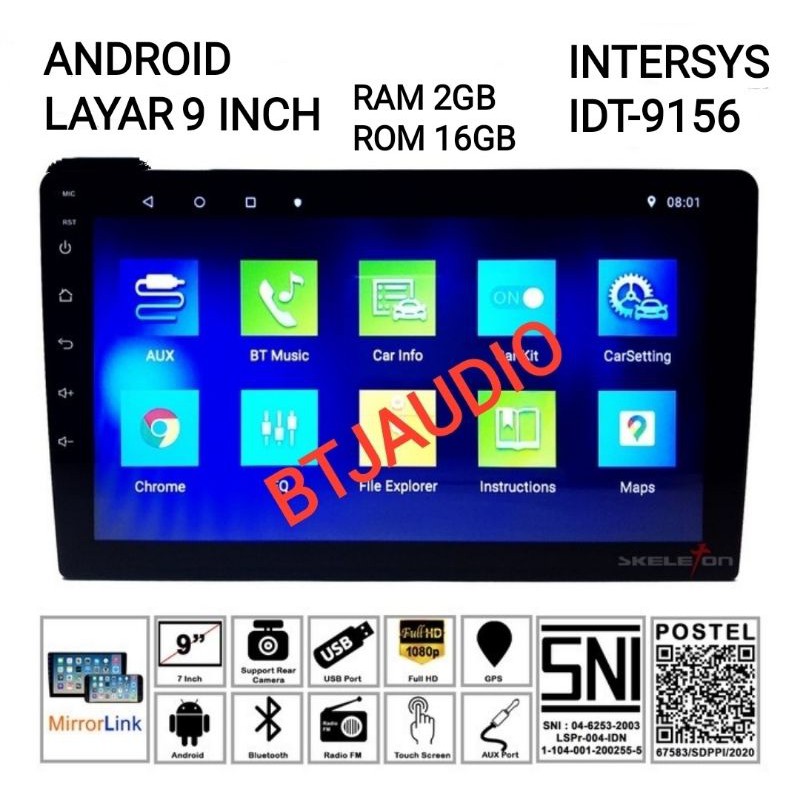 HEAD UNIT TAPE TV MOBIL DOUBLE DIN ANDROID INTERSYS RAM 2GB ROM 16GB LAYAR SUDAH IPS LED 9" ATAU 10"