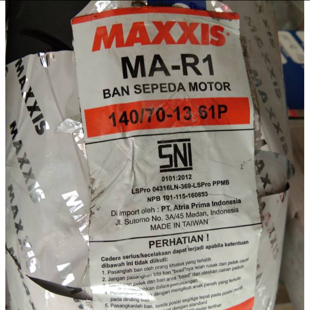 Ban Maxxis 140/70-13 MA R1 (Ban belakang soft conmpound untuk balap motor Yamaha Nmax) velg ring 13