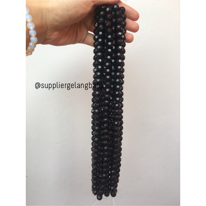 kristal bola dunia cutting 10mm HITAM ceko bulat craft manik beading supplier grosir fashion bahan