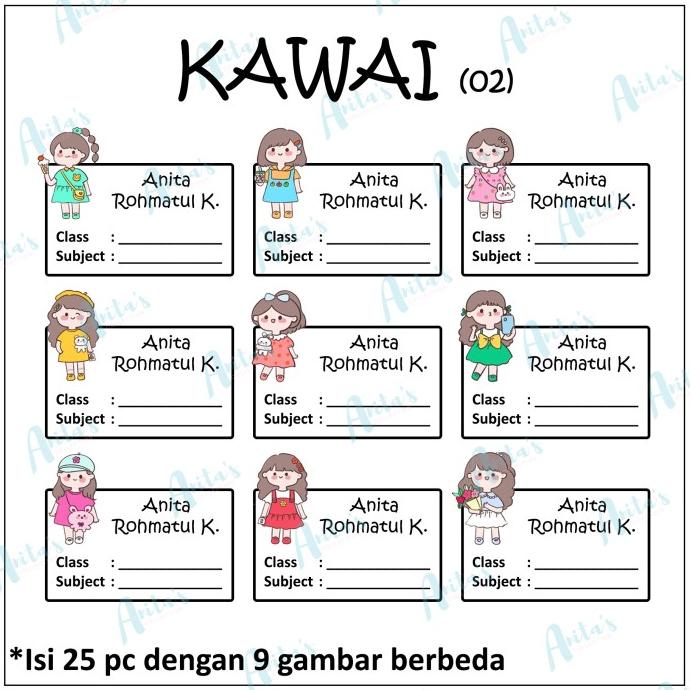 

KEKINIAN [25 PC STICKER] STIKER NAMA BUKU PELAJARAN ANAK SEKOLAH TEMA KAWAI +N<