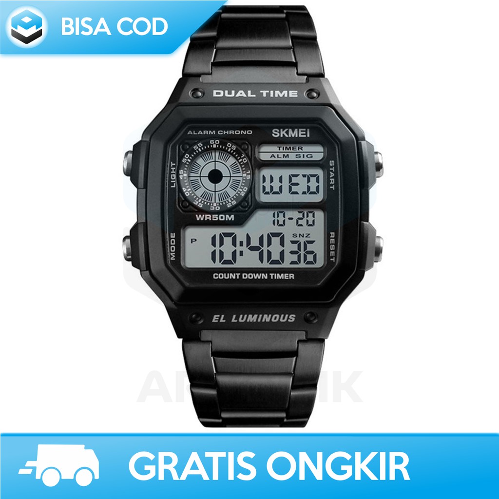 JAM TANGAN COWOK DIGITAL ANTI AIR SKMEI ORIGINAL 1335 - JAM TANGAN DIGITAL KOTAK MURAH BERGARANSI