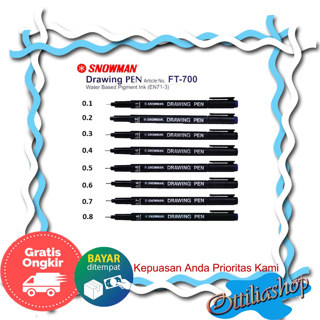 

DRAWING PEN SNOWMAN 0,1/0,2/0,3/0,4/0,5/0,6/0,7/0,8 MURAH BERKUALITAS PULPEN GAMBAR