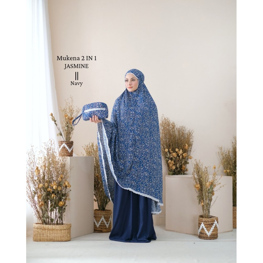 Mukena Dewasa Cewek Wanita Terbaru 2020 2021 Rukuh Remaja Jumbo Mukena SI475  2In1 Jasmine - Navy