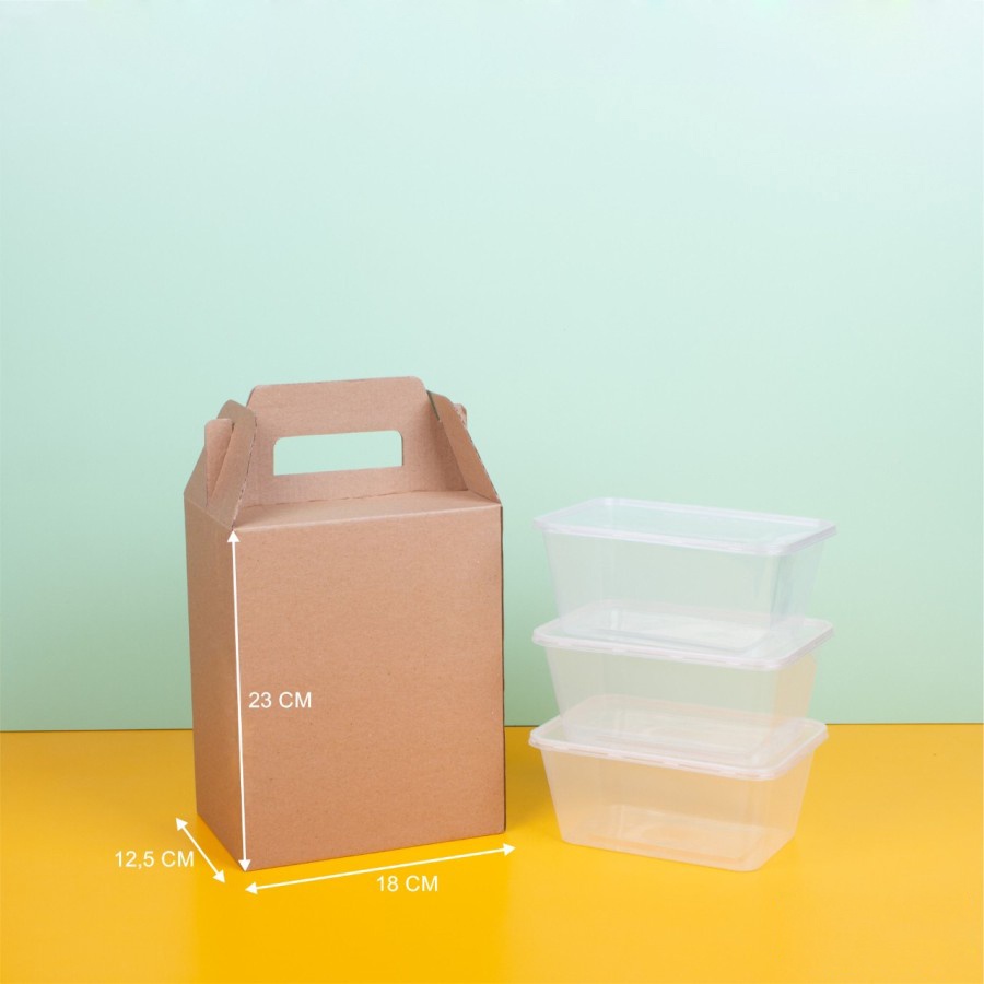 

10Pcs Box Hampers 18x12,5x23cm Dus Parcel 3 Toples Packaging Mika Thinwall 1000ml