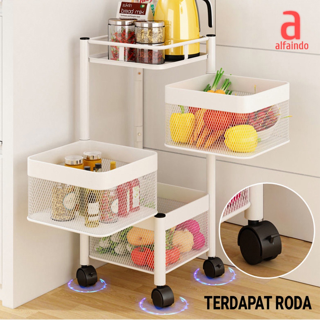 Cadillac Paxton Troli Serbaguna Metal Storage Rack Rak Dapur Kamar Mandi - CDLC006