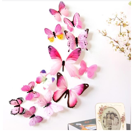 839 STIKER DINDING 3D MOTIF KUPU-KUPU 3D WALL STIKER 12 BUTTERFLY PVC