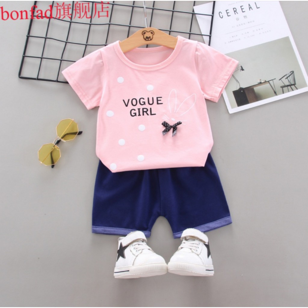 Setelan Baju Anak Perempuan Balita Import | Set Kaos Anak Cewek / Kualitas Premium Vague Girl MB